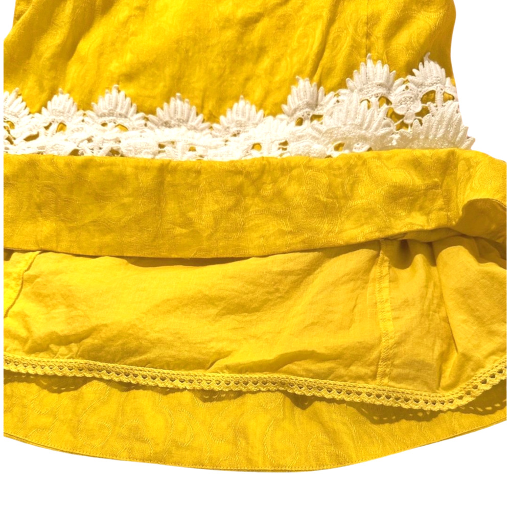 Floreat Anthropologie Yellow Cotton Lace Sleeveless Shift Dress Size 10 - Picture 8 of 10